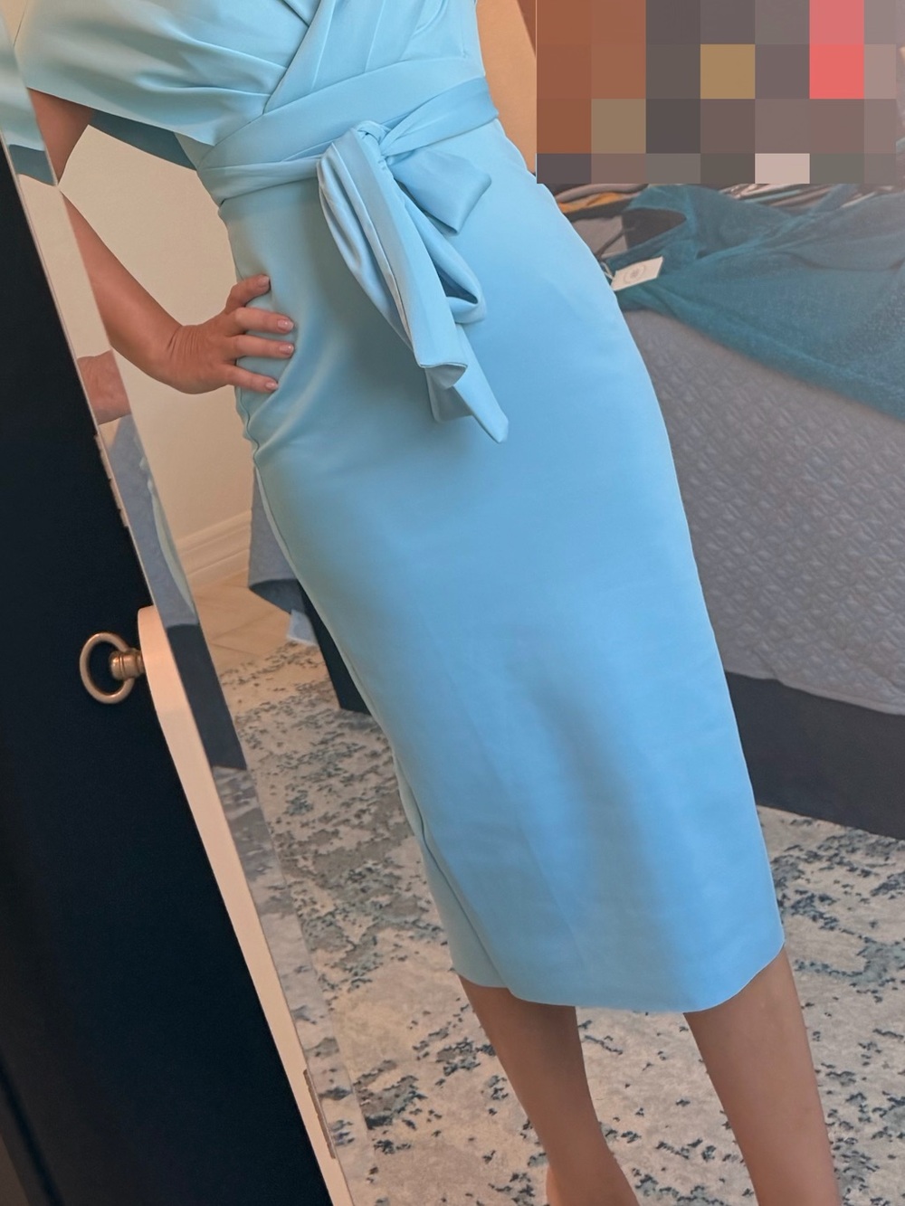 ASOS Light Blue Pencil Skirt with Self-Tie Waist